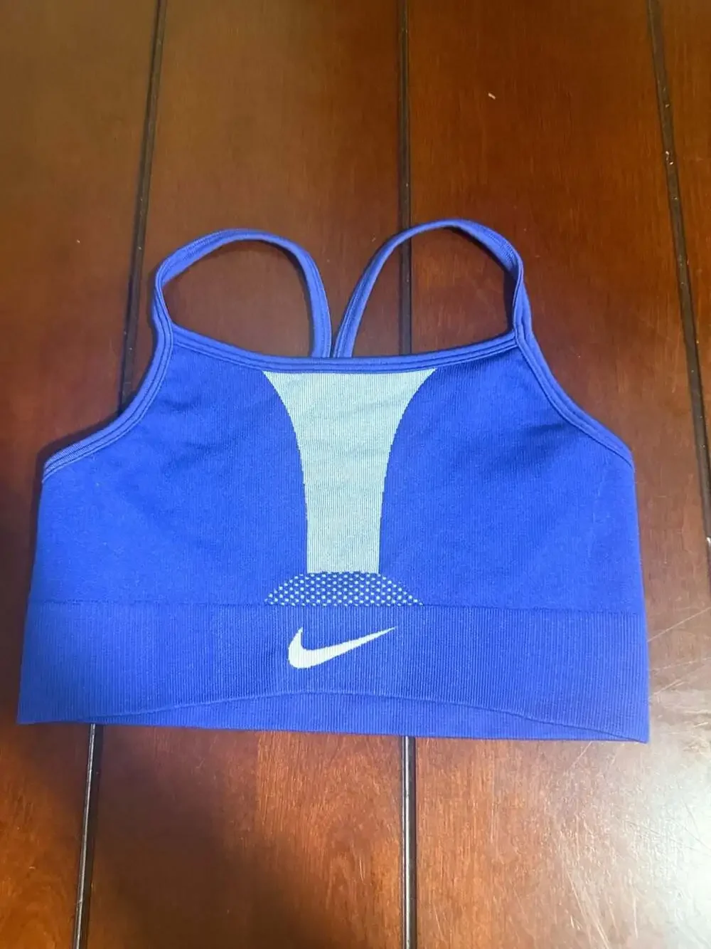 Nike Dri-FIT Seamless Racerback Sports Bra in Royal Blue